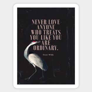 Oscar Wilde Inspirational Quote on Love Black Background Gold Paint Bird Painting Sticker